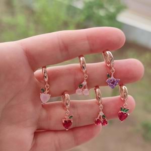 ÜZÜM TEK GÜMÜŞ HALKA KÜPE - ROSE BAKIR