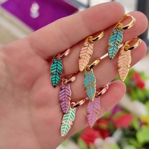 MAVİ MİNELİ TÜY TEK HALKA GÜMÜŞ KÜPE