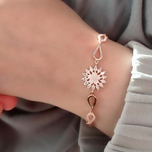 SEDEF ÇİÇEK GÜMÜŞ BİLEKLİK - ROSE BAKIR