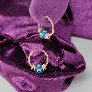 GÖZ CAM BONCUK HALKALI HALKA GÜMÜŞ KÜPE