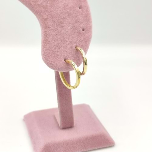 15 MM DÜZ HALKA GÜMÜŞ KÜPE - ALTIN SARI