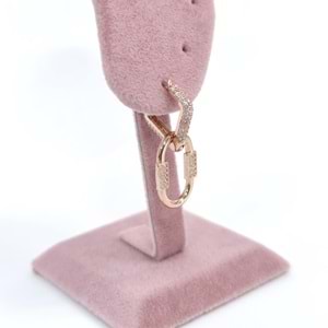 TAŞLI OVAL SALLANTILI V GÜMÜŞ TEK KÜPE