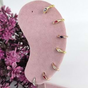 KIRMIZI MİNİ TEKLİ MEKİK HALKA GÜMÜŞ KÜPE - ROSE BAKIR