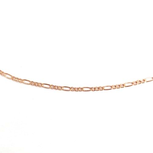 60 MİKRON FİGARO 50 CM GÜMÜŞ ZİNCİR KOLYE - ROSE BAKIR