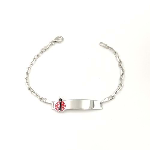 UĞUR BÖCEĞİ İSİMLİ ÇOCUK GÜMÜŞ BİLEKLİK - RODYUM BEYAZ