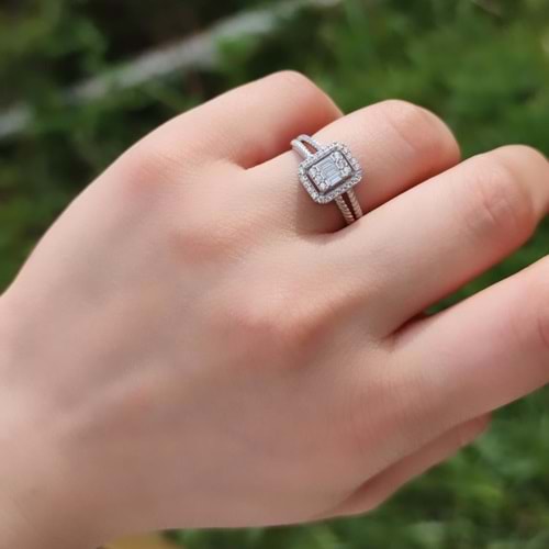 İKİ SIRA KENAR DETAY BAGET GÜMÜŞ YÜZÜK - 18