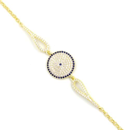 NAZAR BONCUK GÜMÜŞ BİLEKLİK - ALTIN SARI