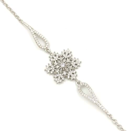 BAGET KAR TANESİ GÜMÜŞ BİLEKLİK - RODYUM BEYAZ