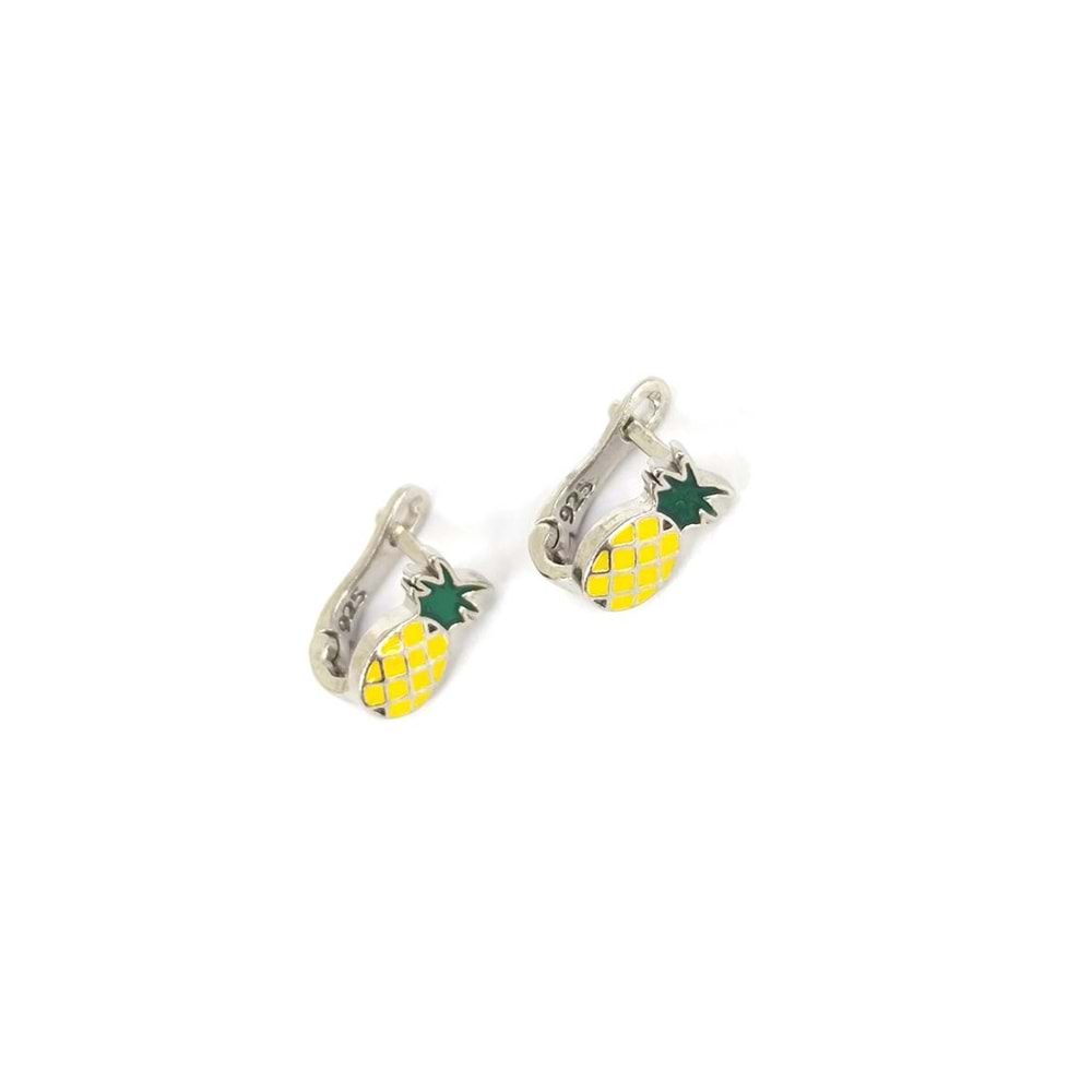 ANANAS MİNELİ ÇOCUK GÜMÜŞ KÜPE - RODYUM BEYAZ