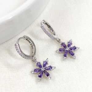 MOR LOTUS HALKA GÜMÜŞ KÜPE - RODYUM BEYAZ