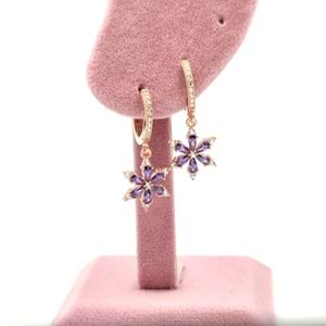 MOR LOTUS HALKA GÜMÜŞ KÜPE - ROSE BAKIR