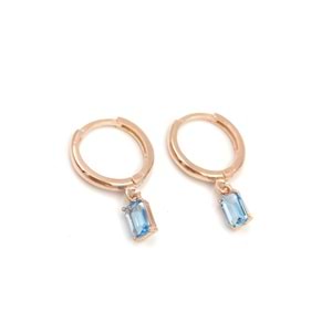 MAVİ BAGET HALKA GÜMÜŞ KÜPE - ROSE BAKIR