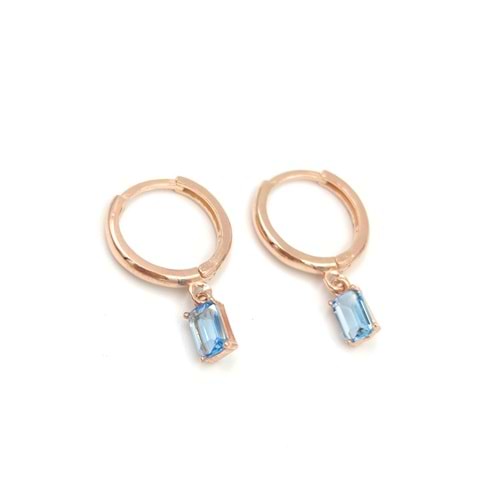 MAVİ BAGET HALKA GÜMÜŞ KÜPE - ROSE BAKIR