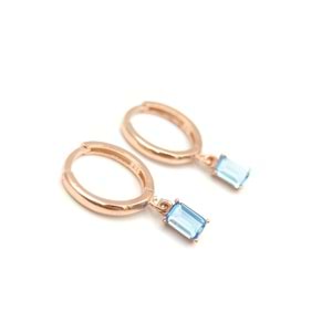 MAVİ BAGET HALKA GÜMÜŞ KÜPE - ROSE BAKIR