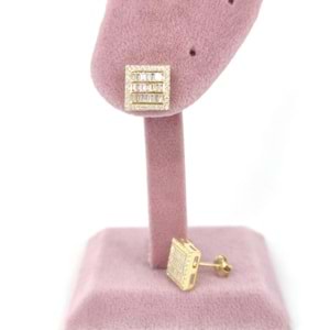 İTHAL KARE BAGET GÜMÜŞ KÜPE - ALTIN SARI