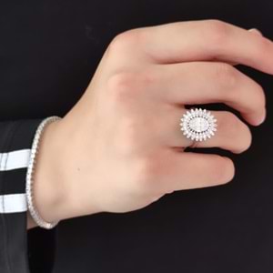 İTHAL BAGET TAŞLI OVAL GÜMÜŞ YÜZÜK - 17