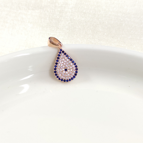 SOSYETE GÖZÜ DAMLA GÜMÜŞ KOLYE UCU - ROSE BAKIR