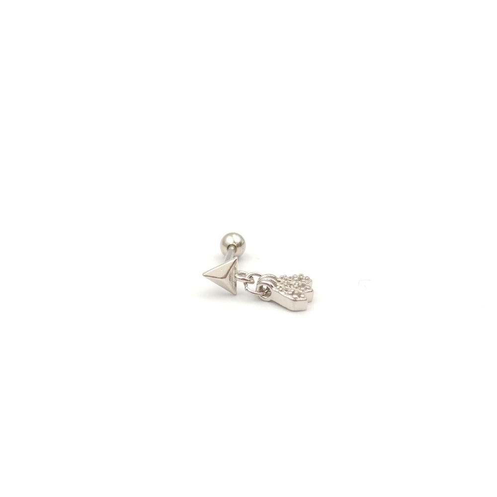 SALLANTILI OK GÜMÜŞ TRAGUS PIERCING - RODYUM BEYAZ