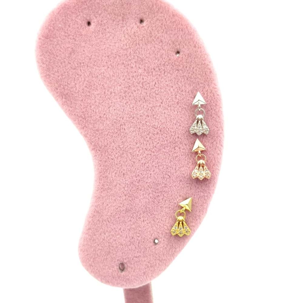SALLANTILI OK GÜMÜŞ TRAGUS PIERCING - RODYUM BEYAZ