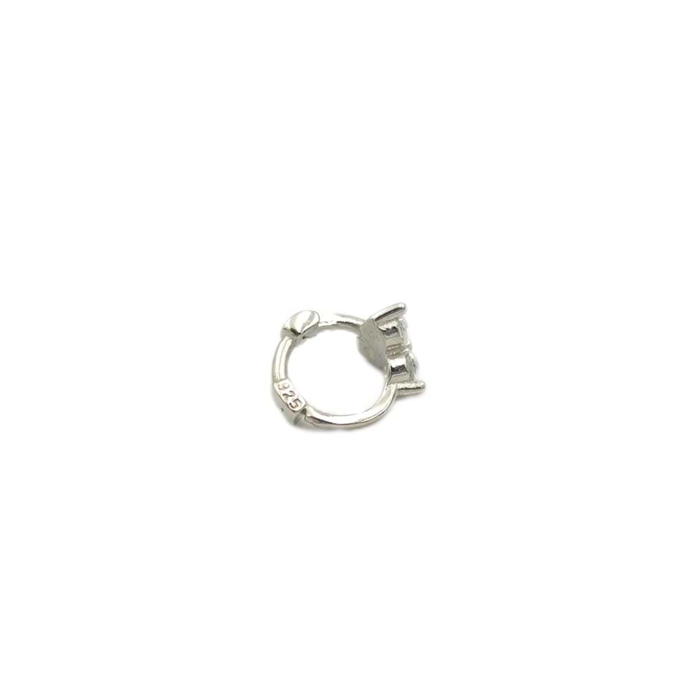 ÜÇ TAŞ ÇİÇEK HALKA GÜMÜŞ TRAGUS PIERCING - RODYUM BEYAZ