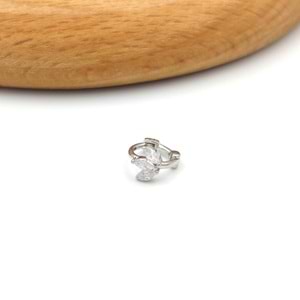 ÜÇ YAPRAK LOTUS HALKA GÜMÜŞ TRAGUS PIERCING - RODYUM BEYAZ