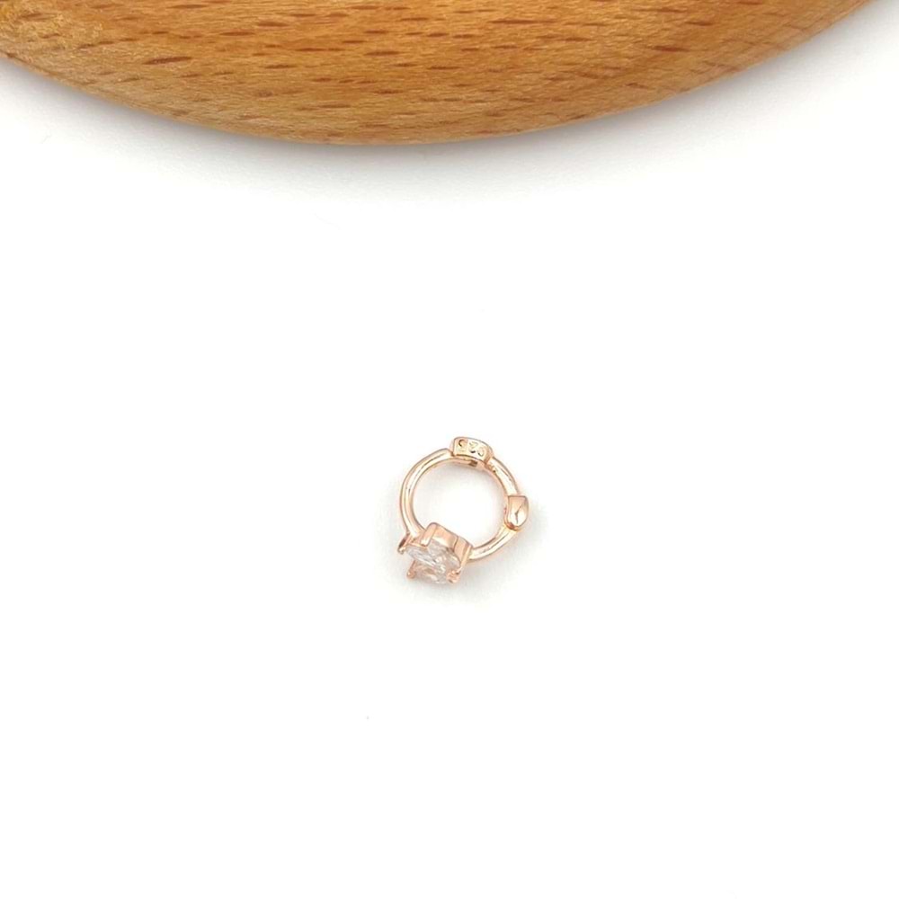 ÜÇ YAPRAK LOTUS HALKA GÜMÜŞ TRAGUS PIERCING - ROSE BAKIR