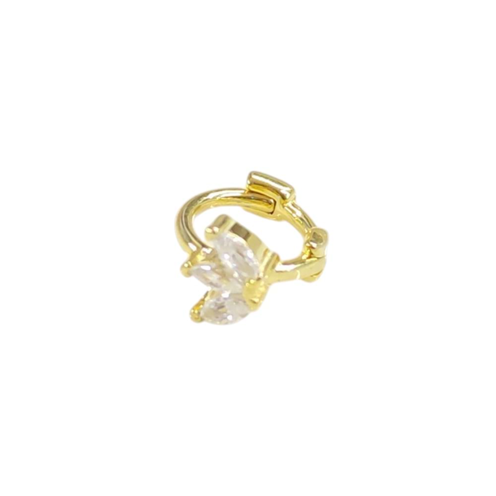 ÜÇ YAPRAK LOTUS HALKA GÜMÜŞ TRAGUS PIERCING