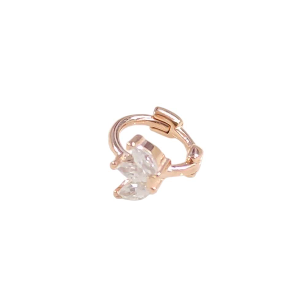 ÜÇ YAPRAK LOTUS HALKA GÜMÜŞ TRAGUS PIERCING