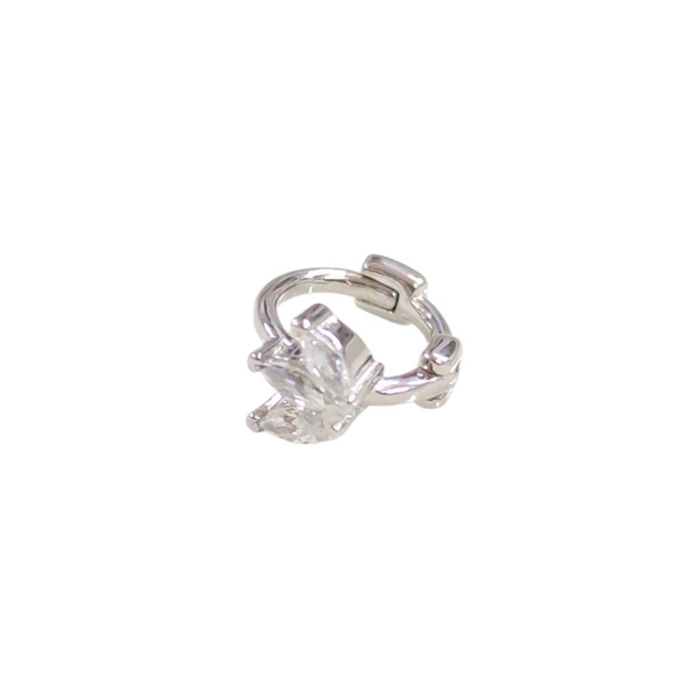 ÜÇ YAPRAK LOTUS HALKA GÜMÜŞ TRAGUS PIERCING