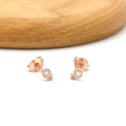 MİNİ TEK TAŞ ÇITIR GÜMÜŞ KÜPE - ROSE BAKIR