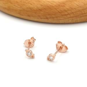 MİNİ TEK TAŞ ÇITIR GÜMÜŞ KÜPE - ROSE BAKIR