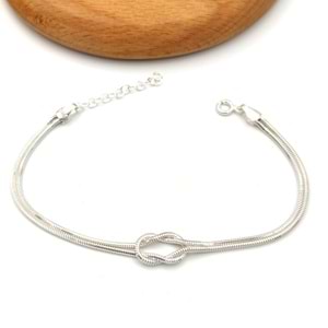 DÜĞÜM GÜMÜŞ BİLEKLİK - RODYUM BEYAZ