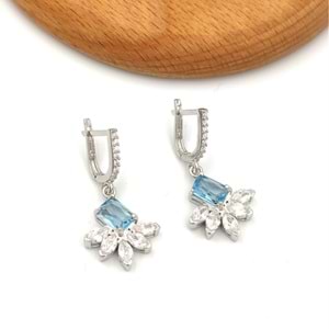 MAVİ BAGET ZİRKON TAŞLI GÜMÜŞ SET - 14