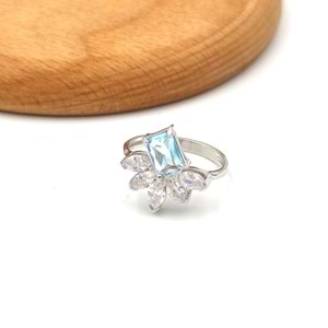 MAVİ BAGET ZİRKON TAŞLI GÜMÜŞ SET - 14