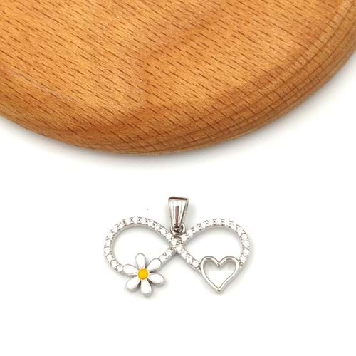 PAPATYALI SONSUZLUK GÜMÜŞ KOLYE UCU - RODYUM BEYAZ