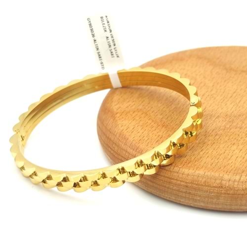 KORDON DESEN ÇELİK BİLEZİK 6 cm - ALTIN SARI