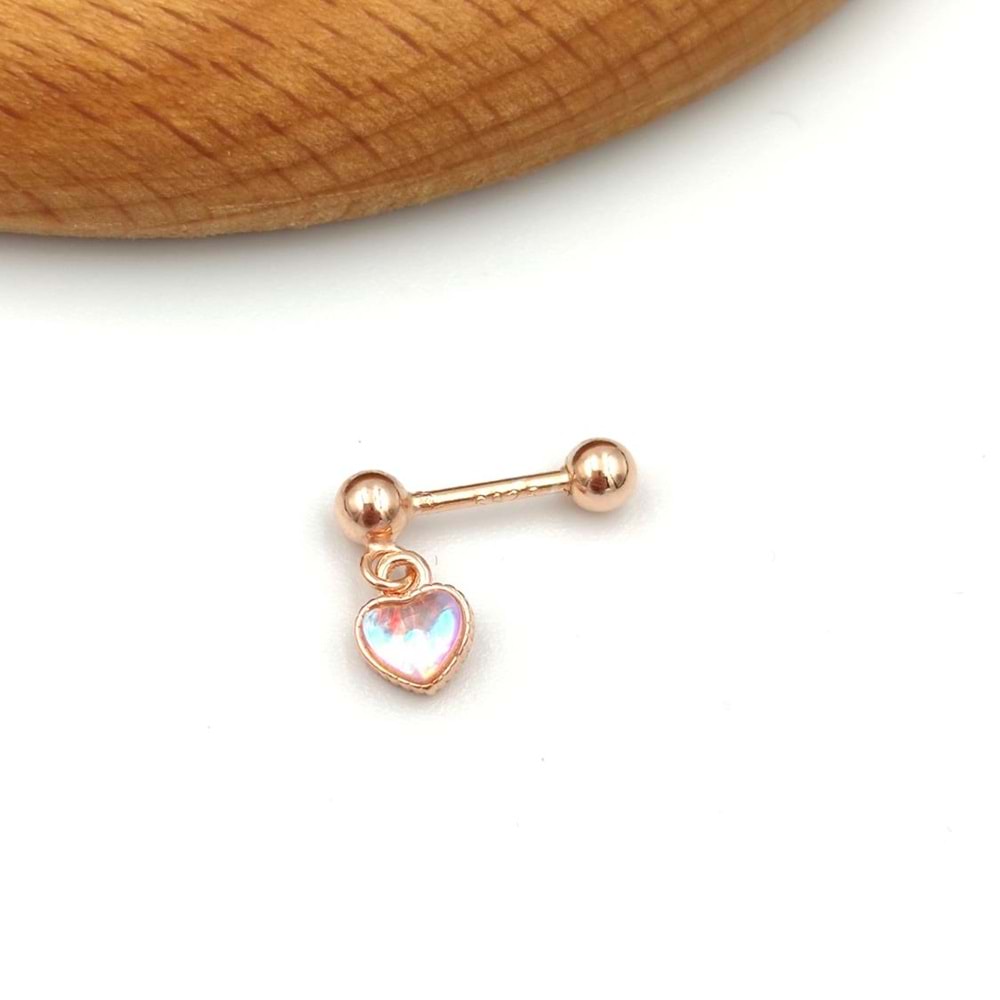 SALLANTILI YANAR DÖNER KALP TRAGUS PIERCING - ROSE BAKIR