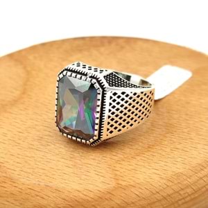 MİSTİK TOPAZ TAŞLI ERKEK GÜMÜŞ YÜZÜK