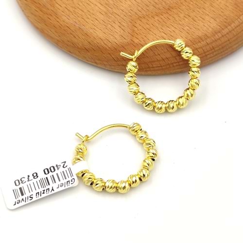 20 MM DORİCA GÜMÜŞ HALKA KÜPE - ALTIN SARI