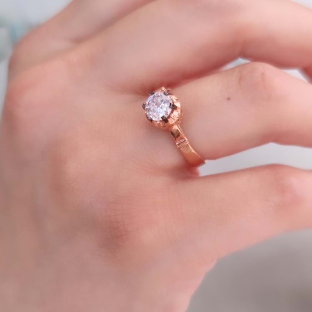 ELMAS MONTÜR TEK TAŞ GÜMÜŞ YÜZÜK - 15