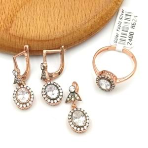 ELMAS MONTÜR OVAL TAŞLI GÜMÜŞ ÜÇLÜ SET - 15