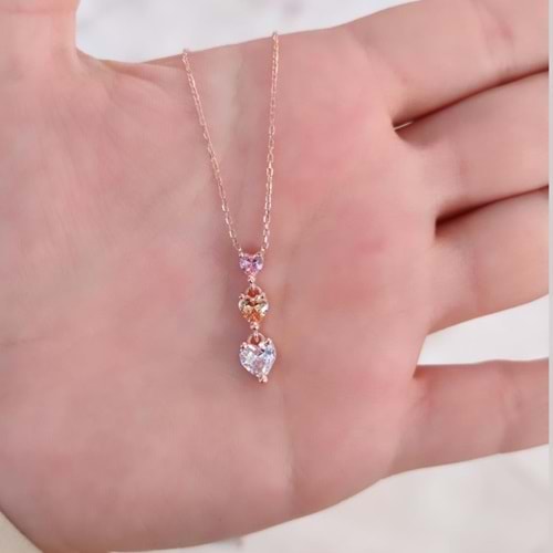 SÜZME KALP GÜMÜŞ KOLYE - ROSE BAKIR