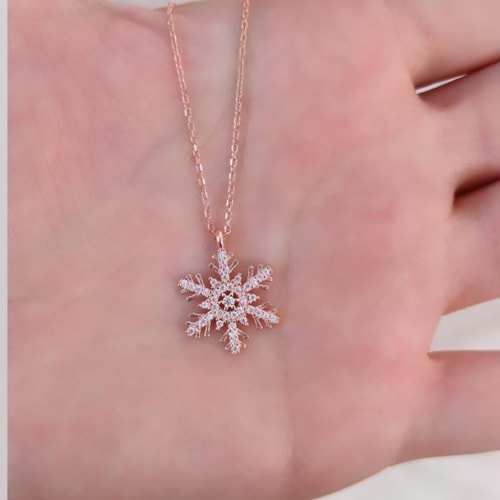 KAR TANESİ GÜMÜŞ KOLYE - ROSE BAKIR