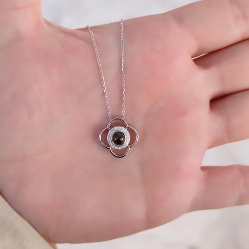 100 DİLDE SENİ SEVİYORUM YONCA GÜMÜŞ KOLYE - RODYUM BEYAZ