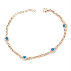 CAM GÖZ NAZAR DOÇ GÜMÜŞ BİLEKLİK - ROSE BAKIR