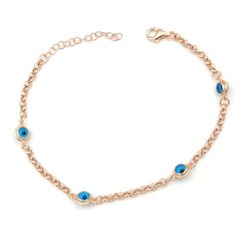 CAM GÖZ NAZAR DOÇ GÜMÜŞ BİLEKLİK - ROSE BAKIR