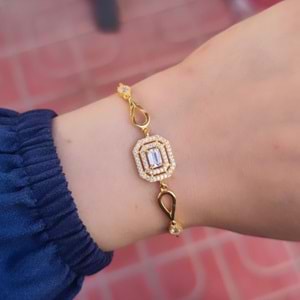 BAGET GÜMÜŞ BİLEKLİK - ALTIN SARI