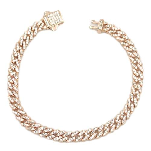 TAŞLI İNCE GURMET GÜMÜŞ BİLEKLİK - ROSE BAKIR