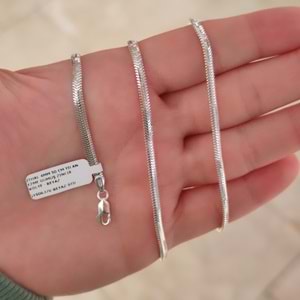 İTHAL 4MM 55 CM YILAN EZME GÜMÜŞ ZİNCİR KOLYE - BEYAZ