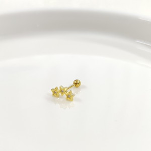 ÜÇLÜ YILDIZ GÜMÜŞ TRAGUS PIERCING - ALTIN SARI